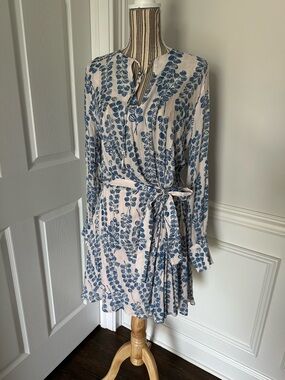 Reiss Marnie Lurex Printed Wrap Dress Pink Blue UK14 US10 NWT Belted Mini